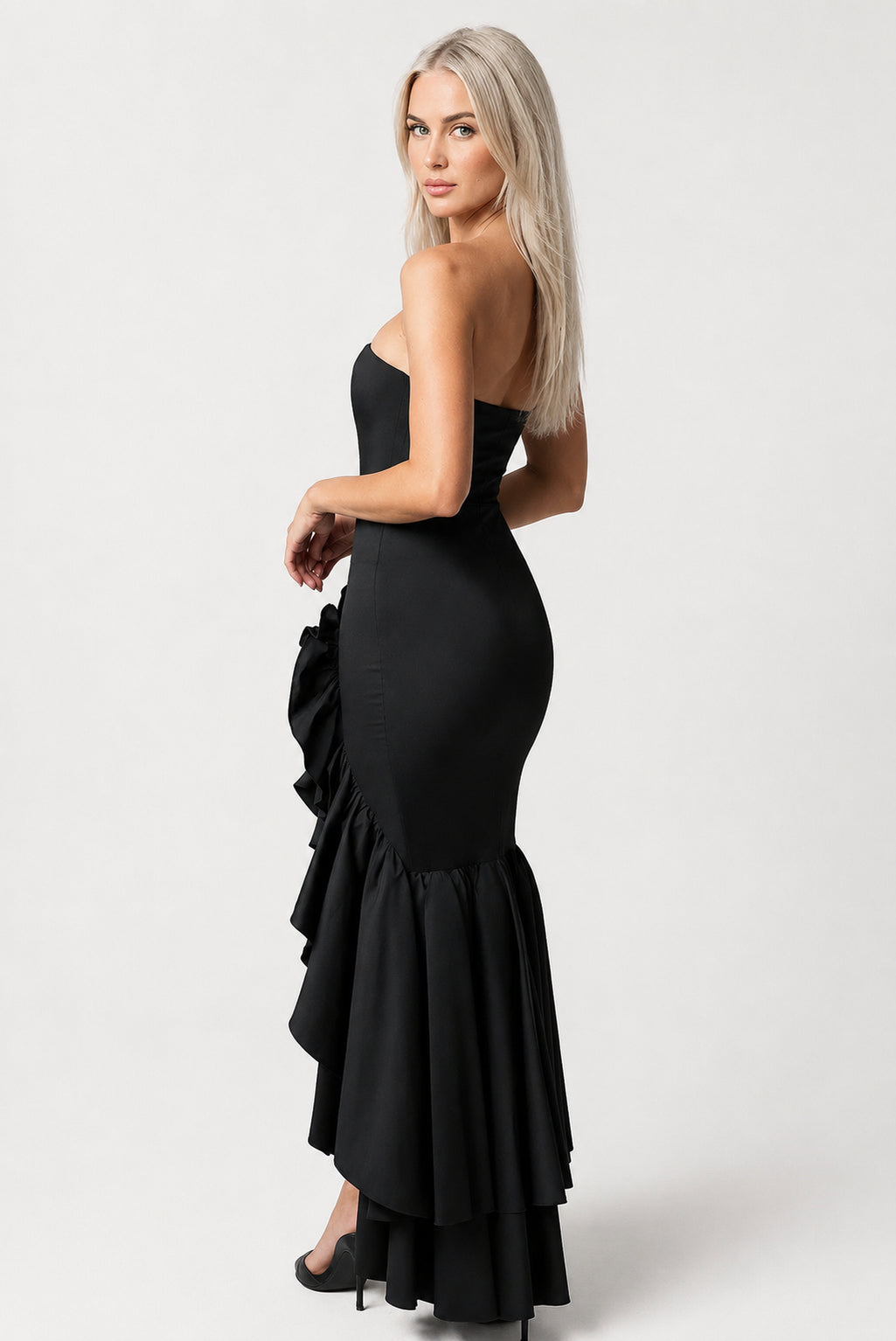 Calla Strapless Cotton Maxi Dress Black