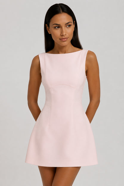 Margaux Backless Crepe Mini Dress Blush