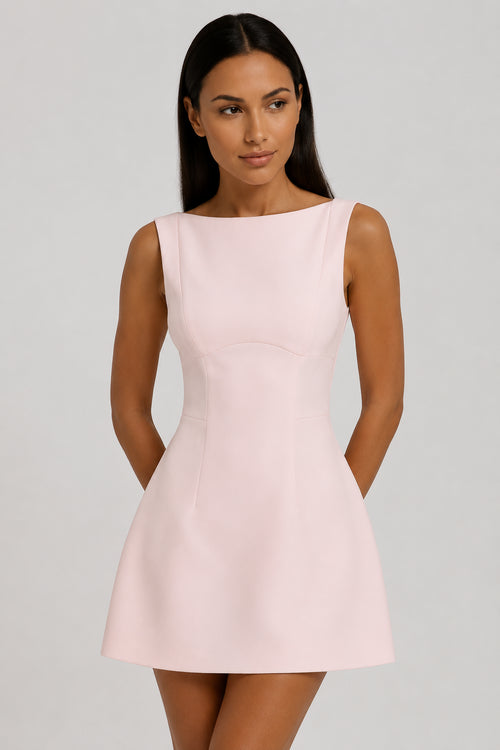 Margaux Backless Crepe Mini Dress Blush