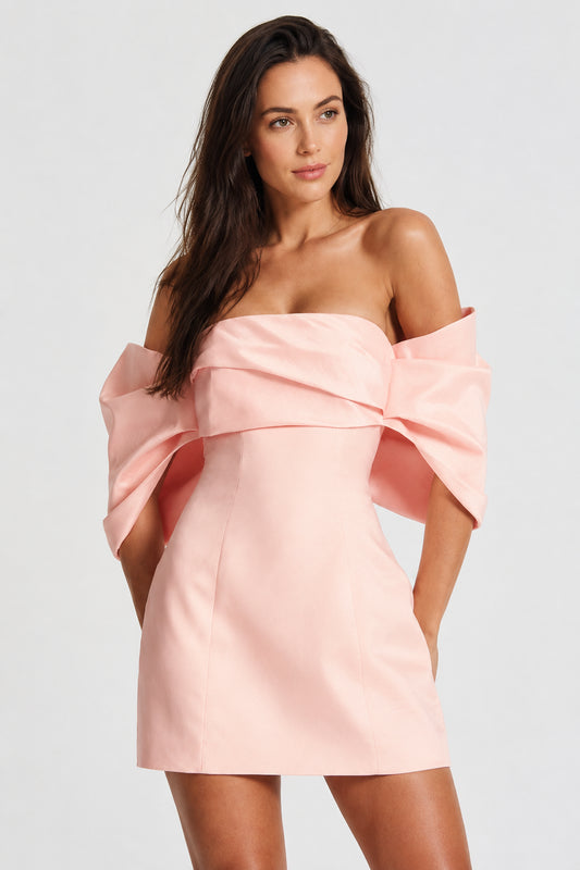 Stella Off-Shoulder Mini Dress Blush