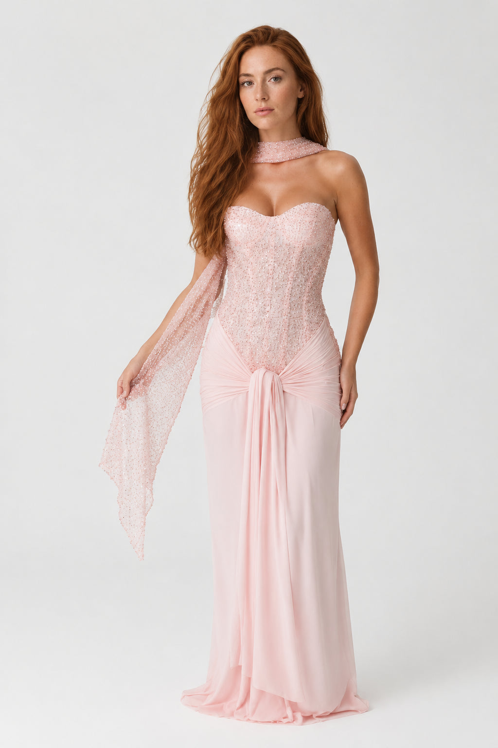 Xanthe Strapless Jersey Maxi Dress Blush