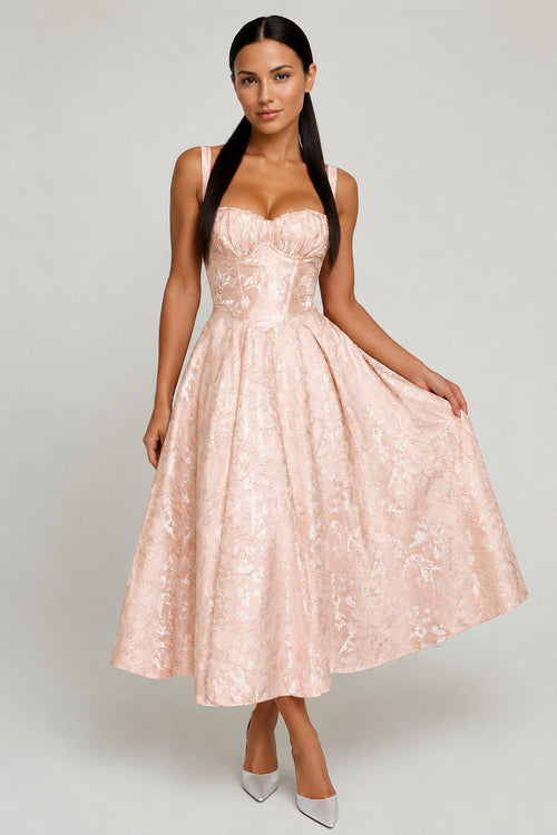 Chelsea Lace Sleeveless Midi Dress Soft Peach