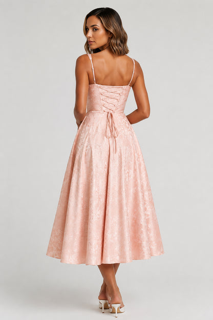 Chelsea Lace Sleeveless Midi Dress Soft Peach