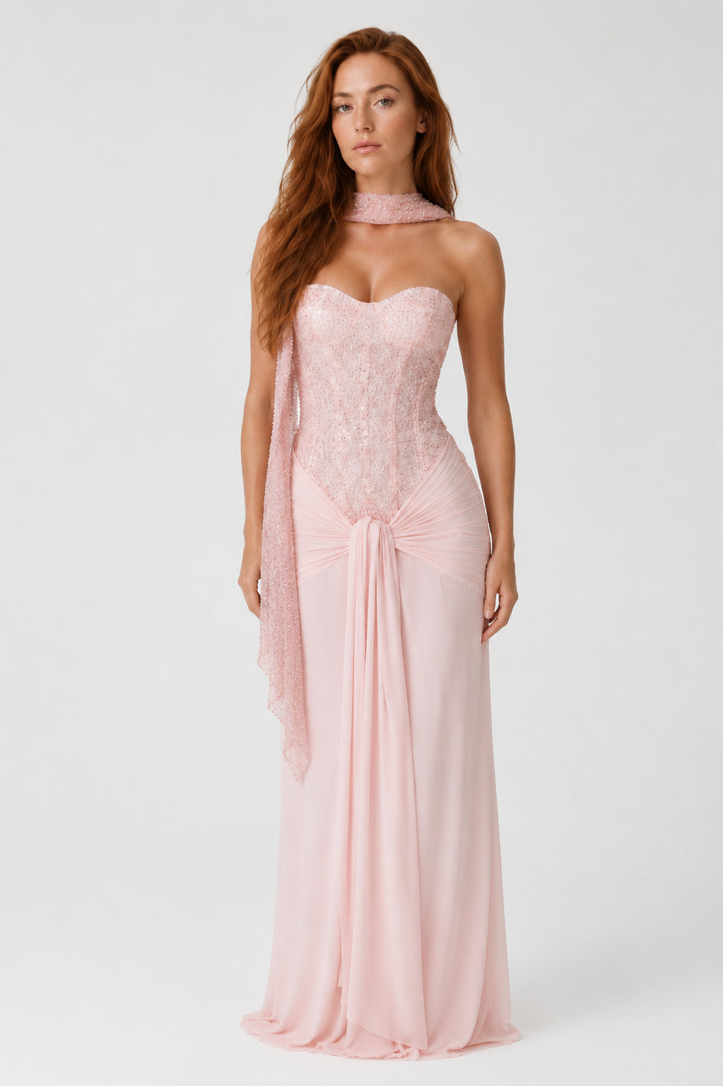 Xanthe Strapless Jersey Maxi Dress Blush