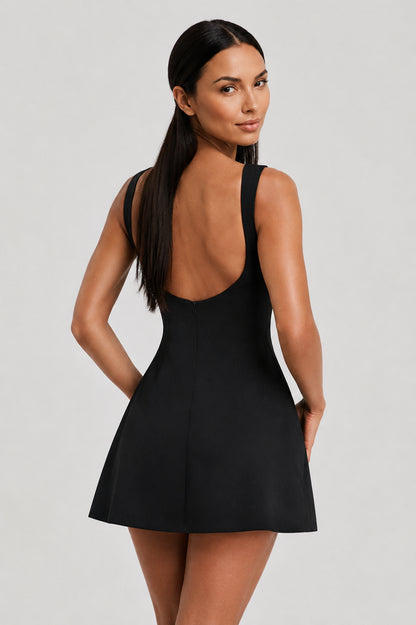 Margaux Backless Crepe Mini Dress Black