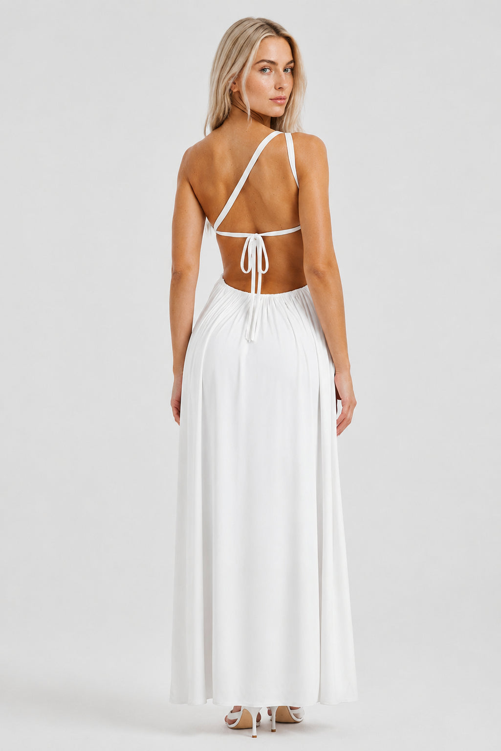 Moonrise Backless Flowy Maxi Dress White