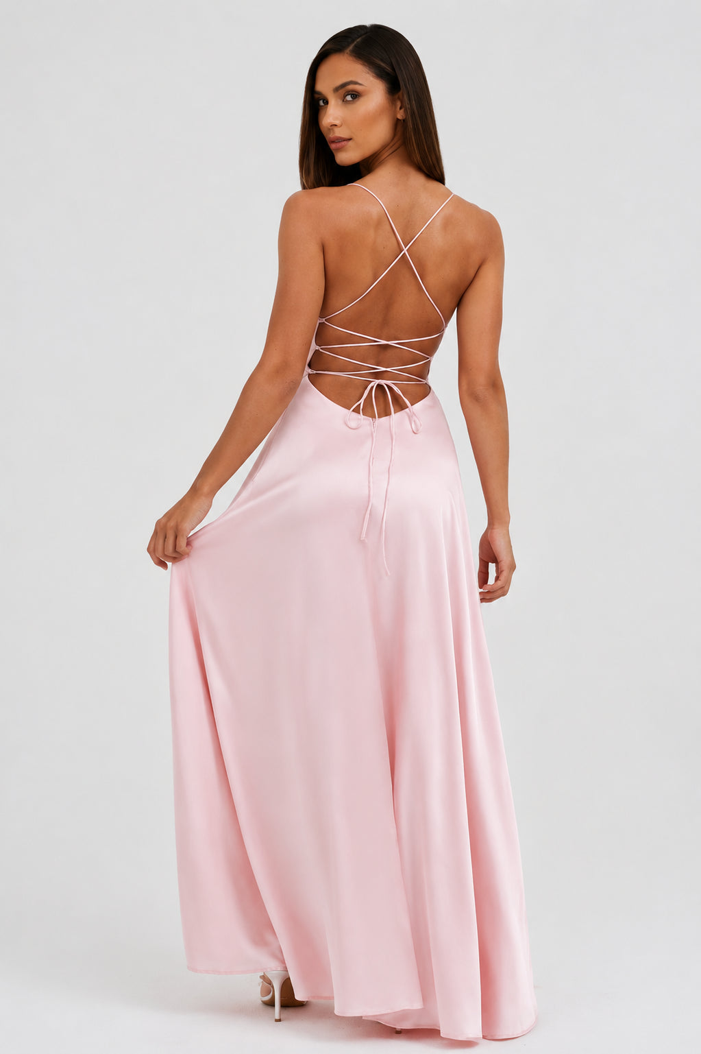 Portofino Satin Backless Maxi Dress Blush