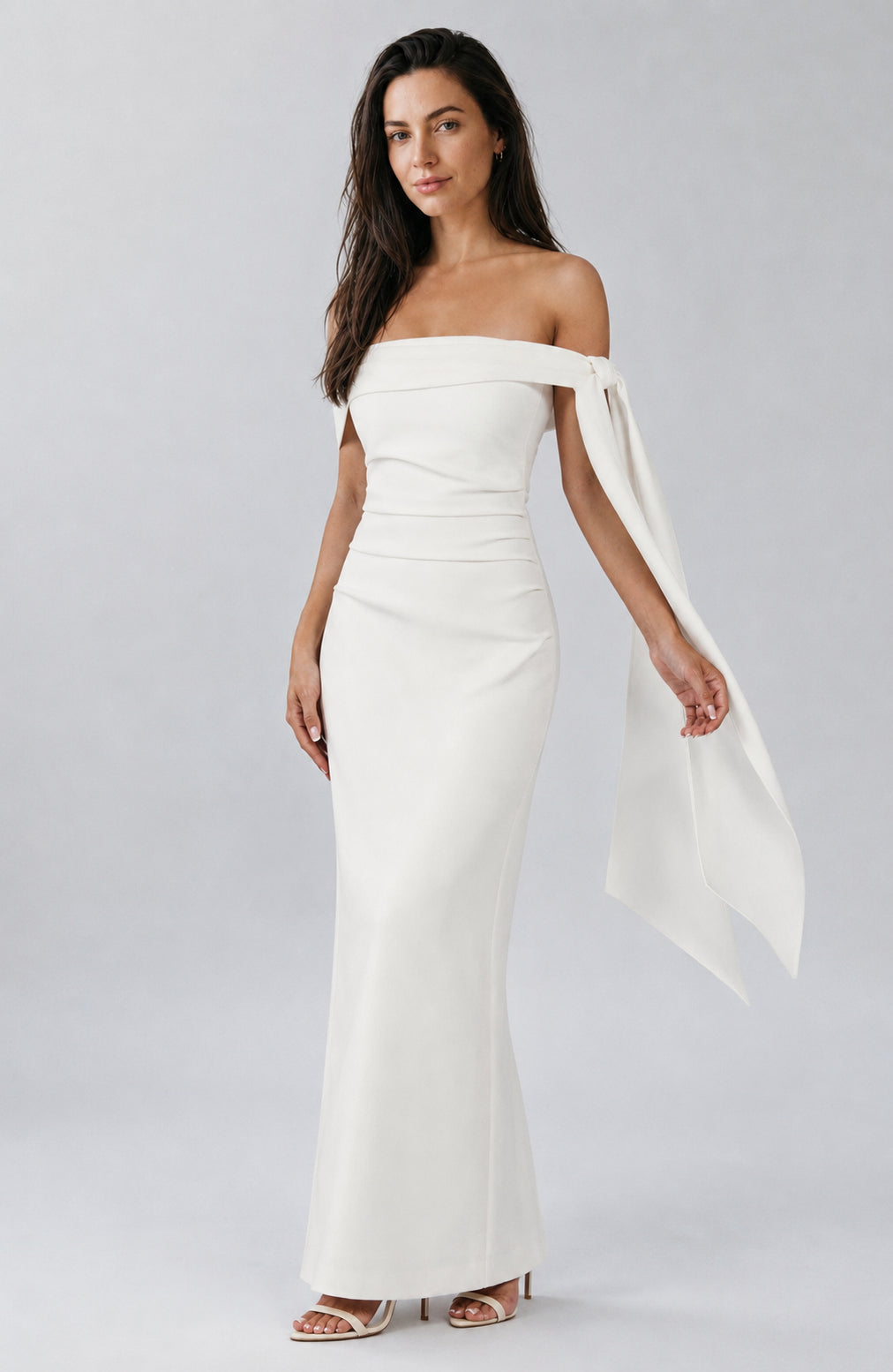 Wildflower Off-Shoulder Crepe Maxi Dress Ivory