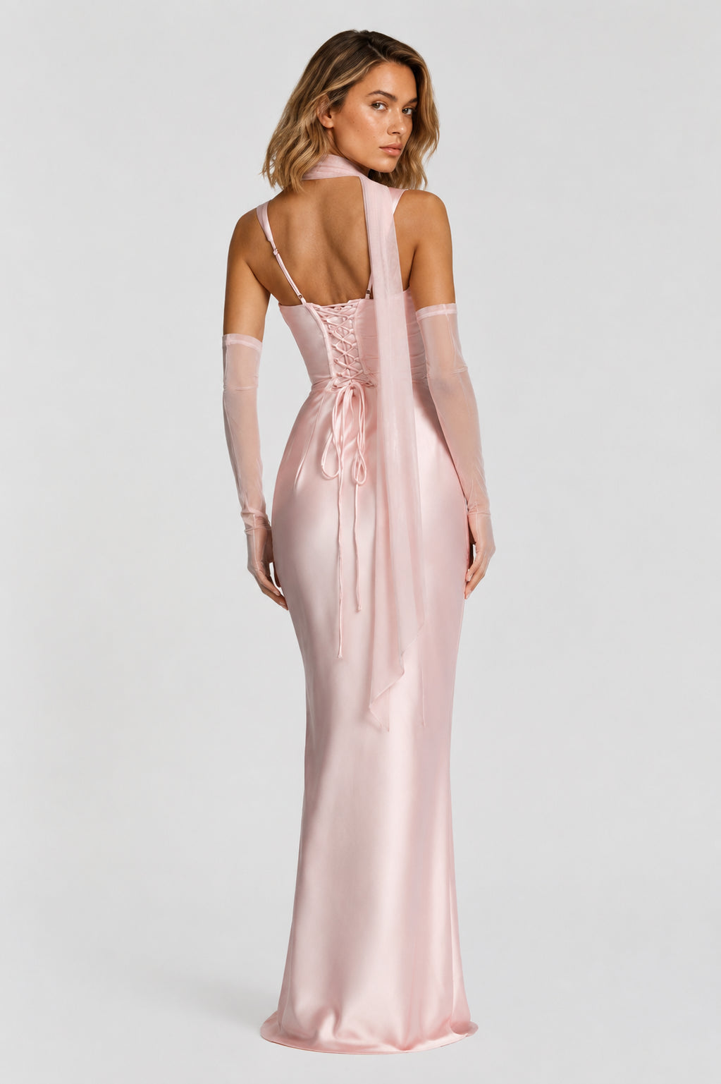 Daydream Satin Square-Neck Maxi Dress Blush