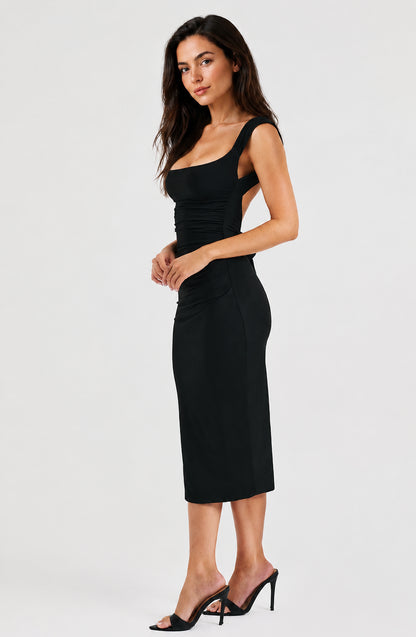 Mirage Bodycon Jersey Midi Dress Black