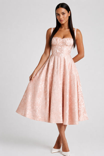 Chelsea Lace Sleeveless Midi Dress Soft Peach