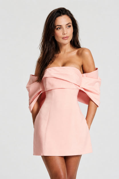 Stella Off-Shoulder Mini Dress Blush