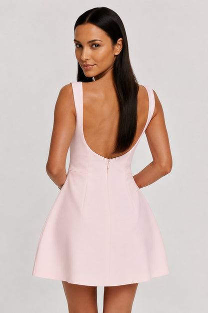 Margaux Backless Crepe Mini Dress Blush