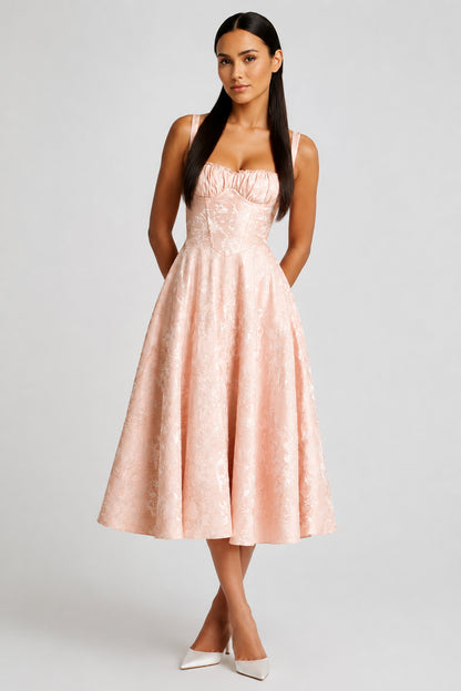 Chelsea Lace Sleeveless Midi Dress Soft Peach