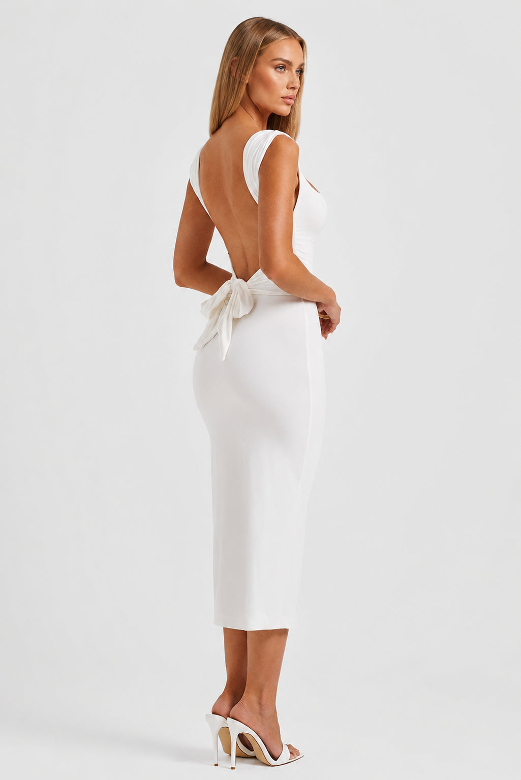 Mirage Bodycon Jersey Midi Dress Ivory