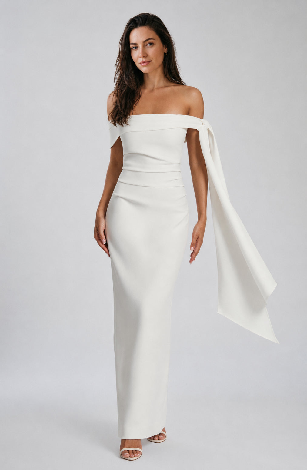 Wildflower Off-Shoulder Crepe Maxi Dress Ivory