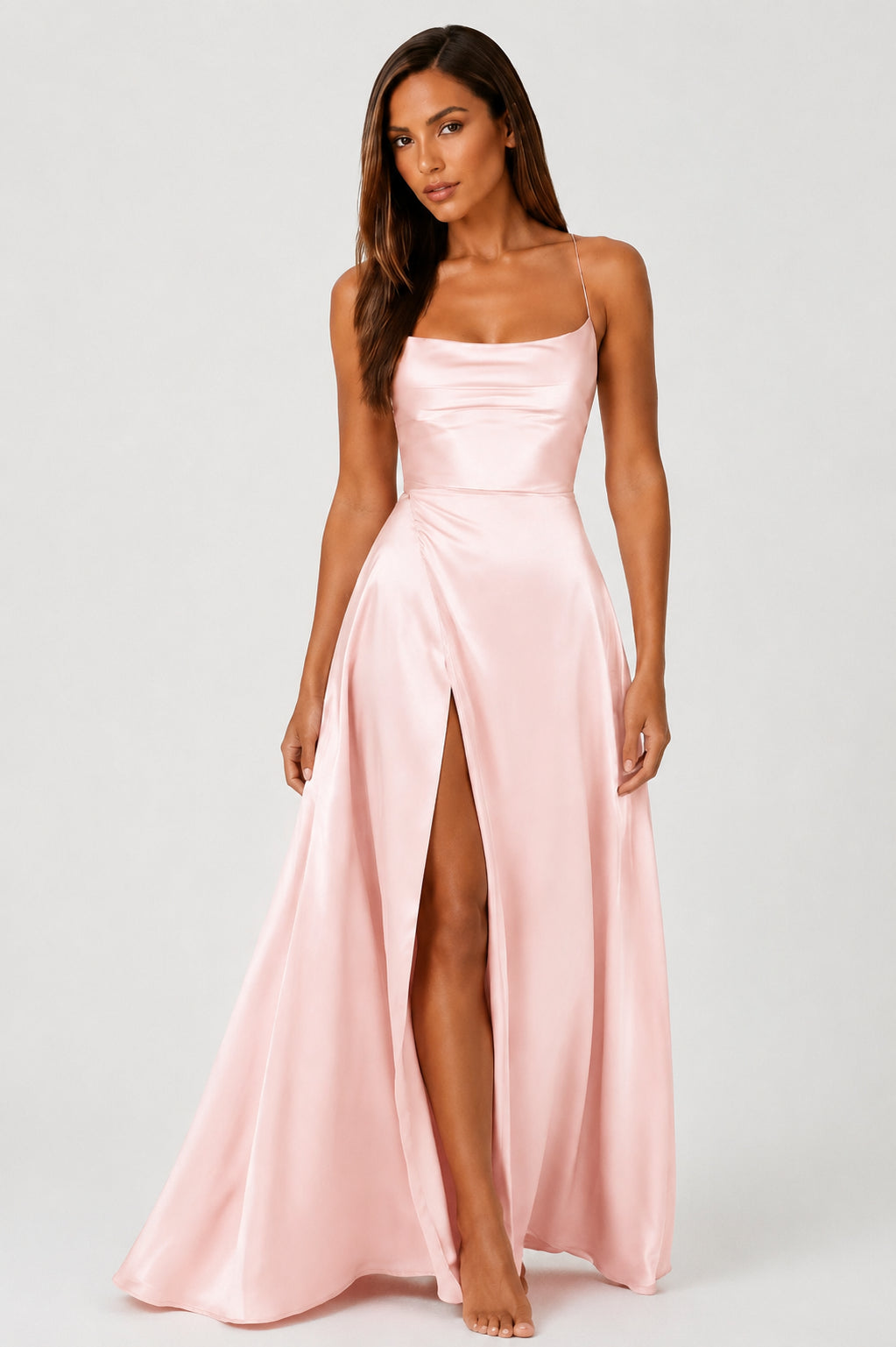 Portofino Satin Backless Maxi Dress Blush