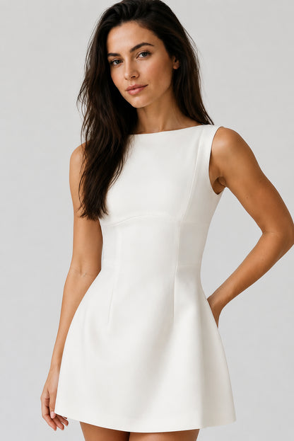 Margaux Backless Crepe Mini Dress Ivory