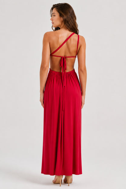 Moonrise Flowy One-Shoulder Maxi Dress Red