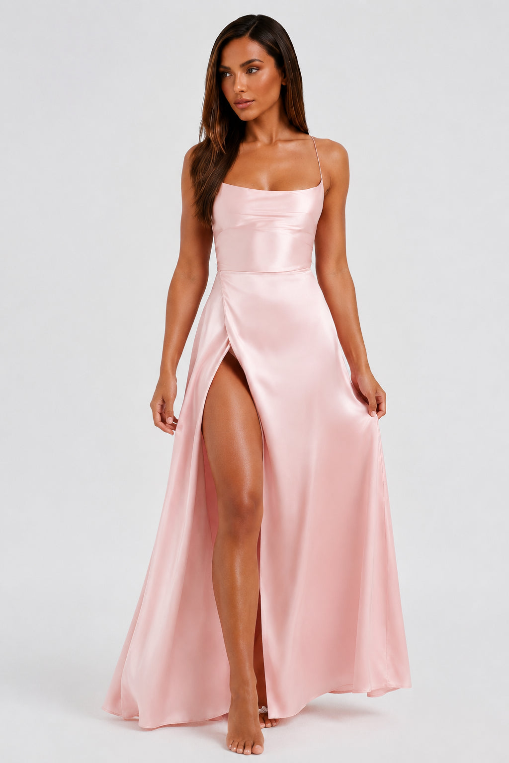 Portofino Satin Backless Maxi Dress Blush