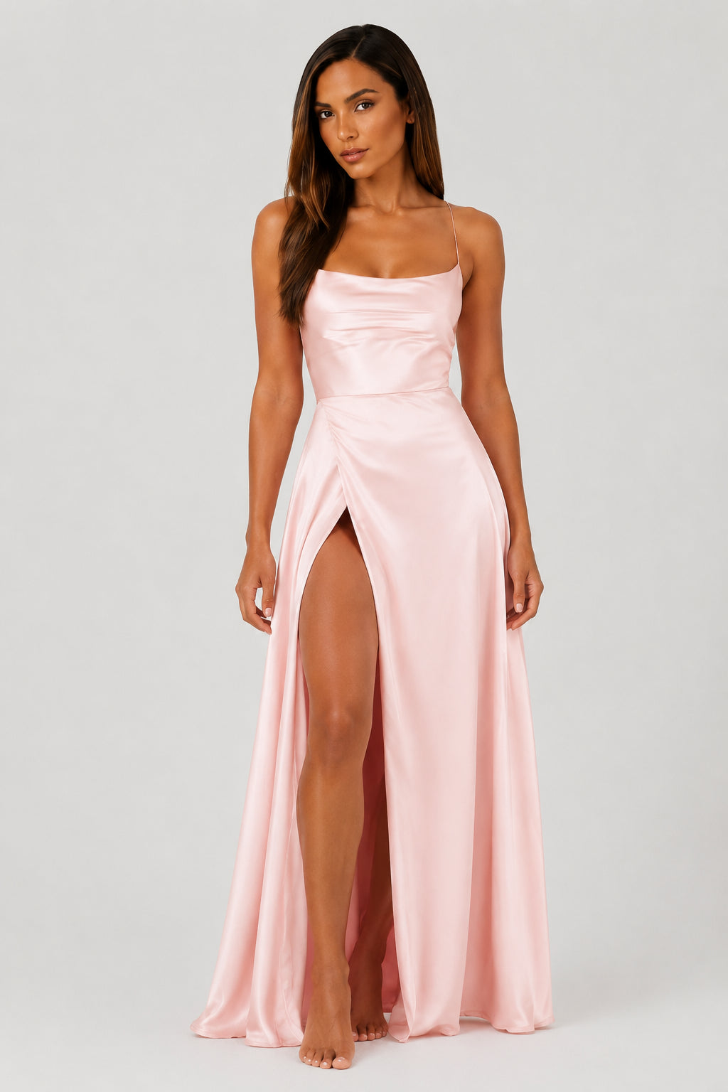 Portofino Satin Backless Maxi Dress Blush