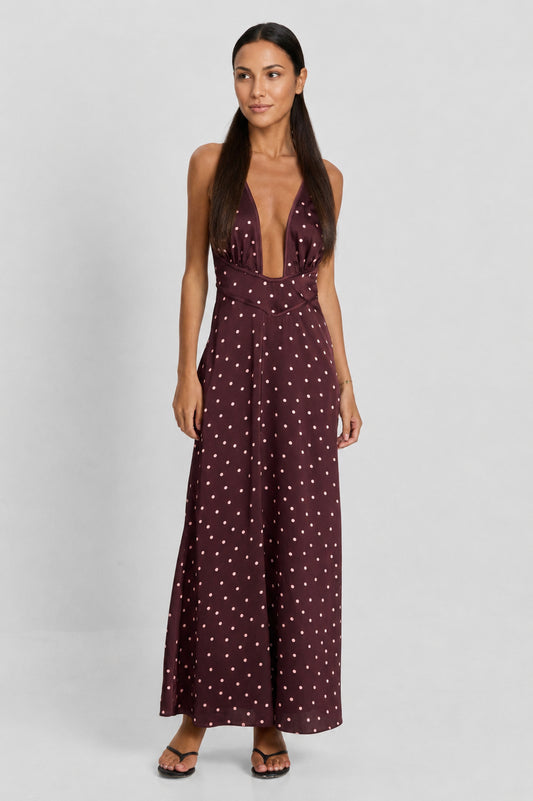 Cici Maxi Dress Pink Polkadot