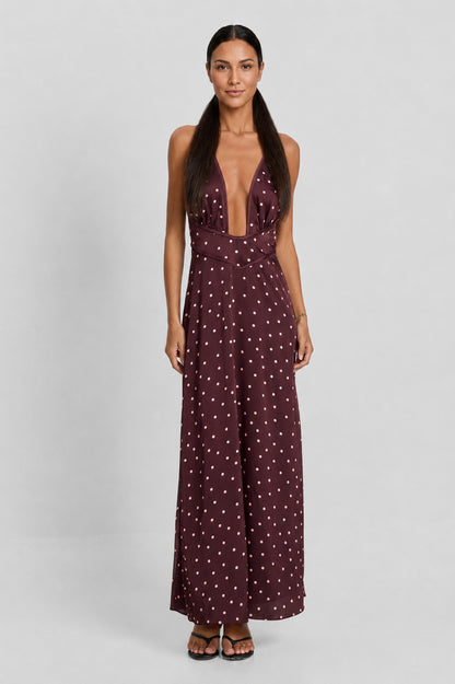 Cici Maxi Dress Pink Polkadot