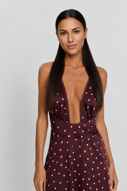 Cici Maxi Dress Pink Polkadot