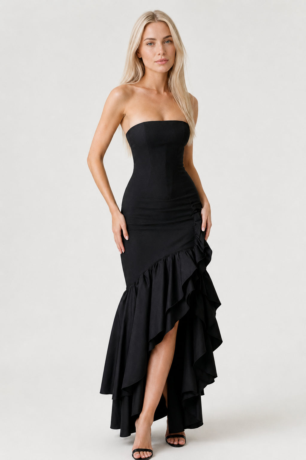 Calla Strapless Cotton Maxi Dress Black