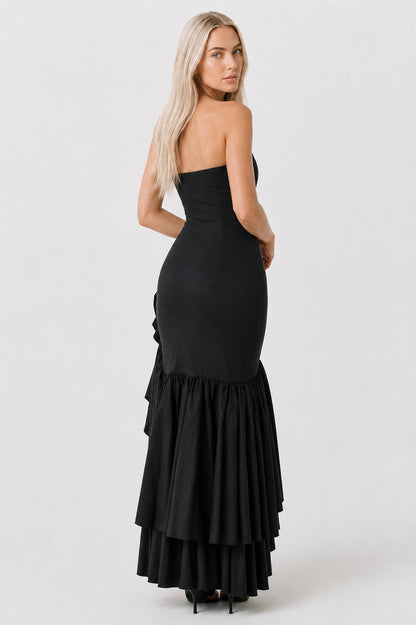 Calla Strapless Cotton Maxi Dress Black