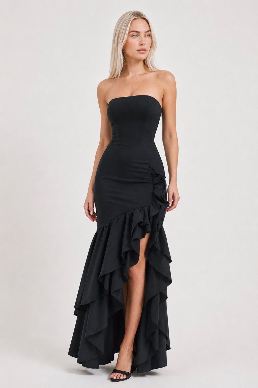 Calla Strapless Cotton Maxi Dress Black