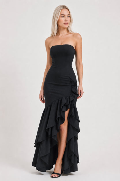 Calla Strapless Cotton Maxi Dress Black