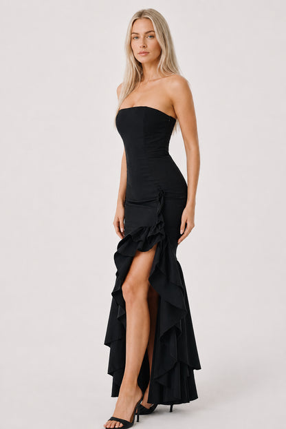 Calla Strapless Cotton Maxi Dress Black