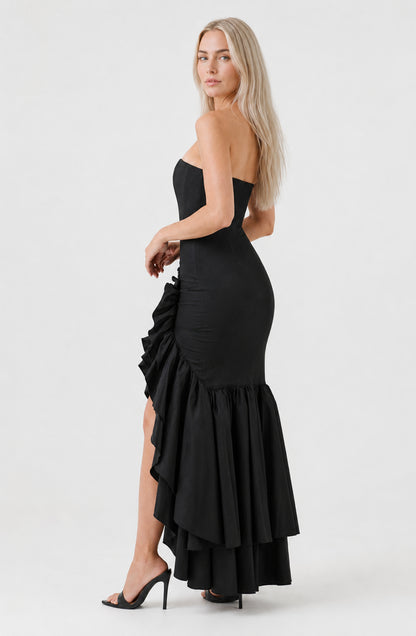 Calla Strapless Cotton Maxi Dress Black