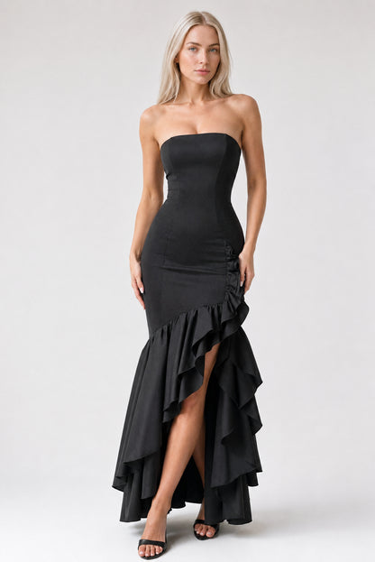 Calla Strapless Cotton Maxi Dress Black