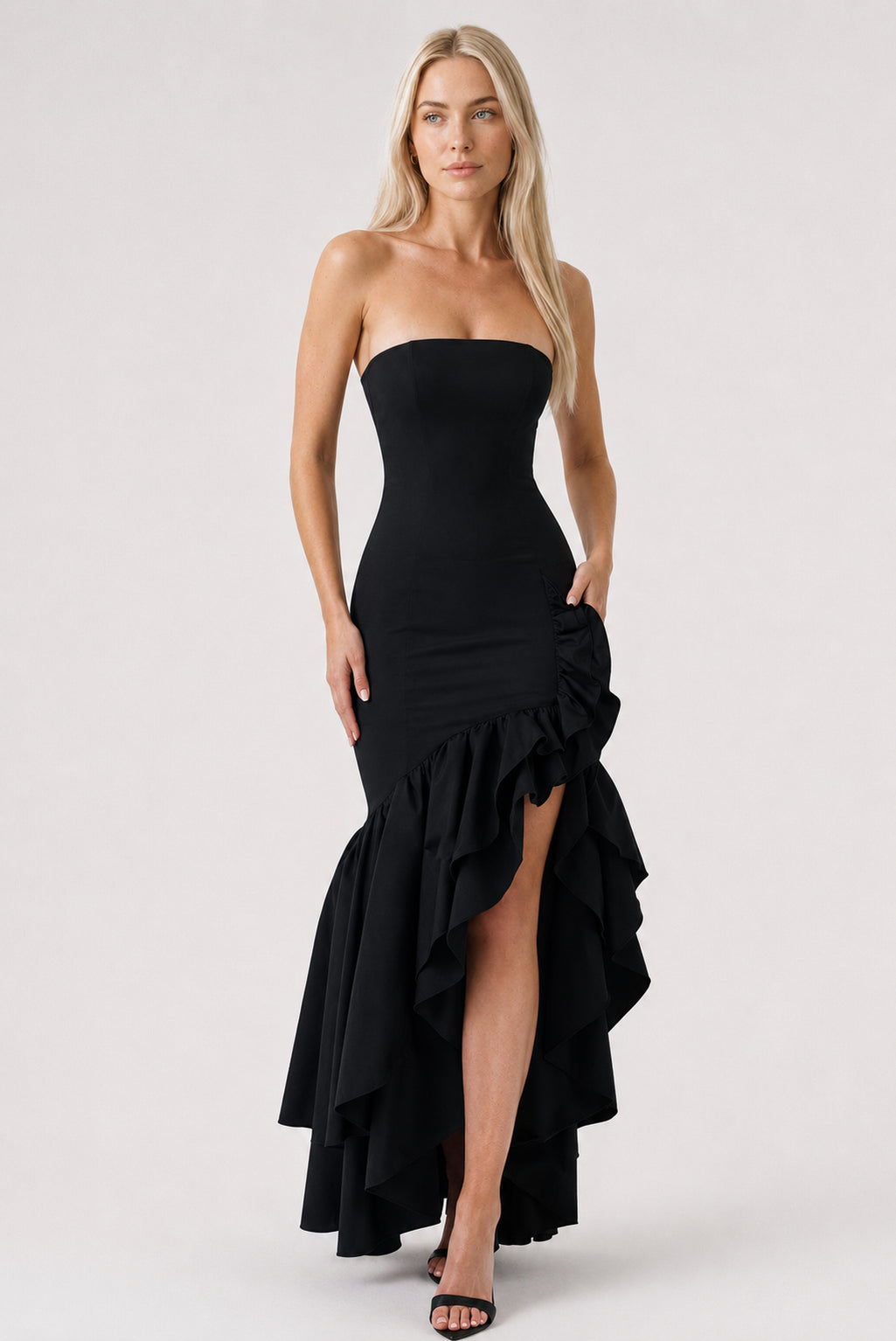 Calla Strapless Cotton Maxi Dress Black