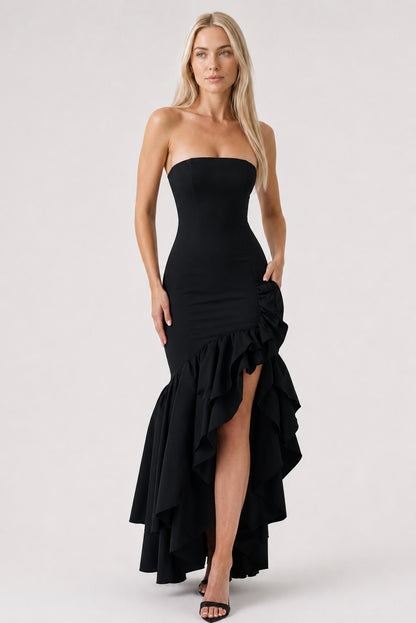 Calla Strapless Cotton Maxi Dress Black