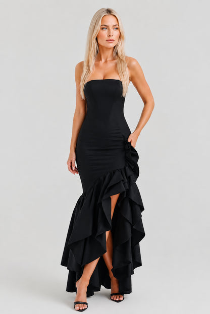 Calla Strapless Cotton Maxi Dress Black