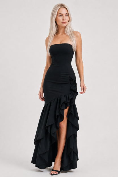Calla Strapless Cotton Maxi Dress Black