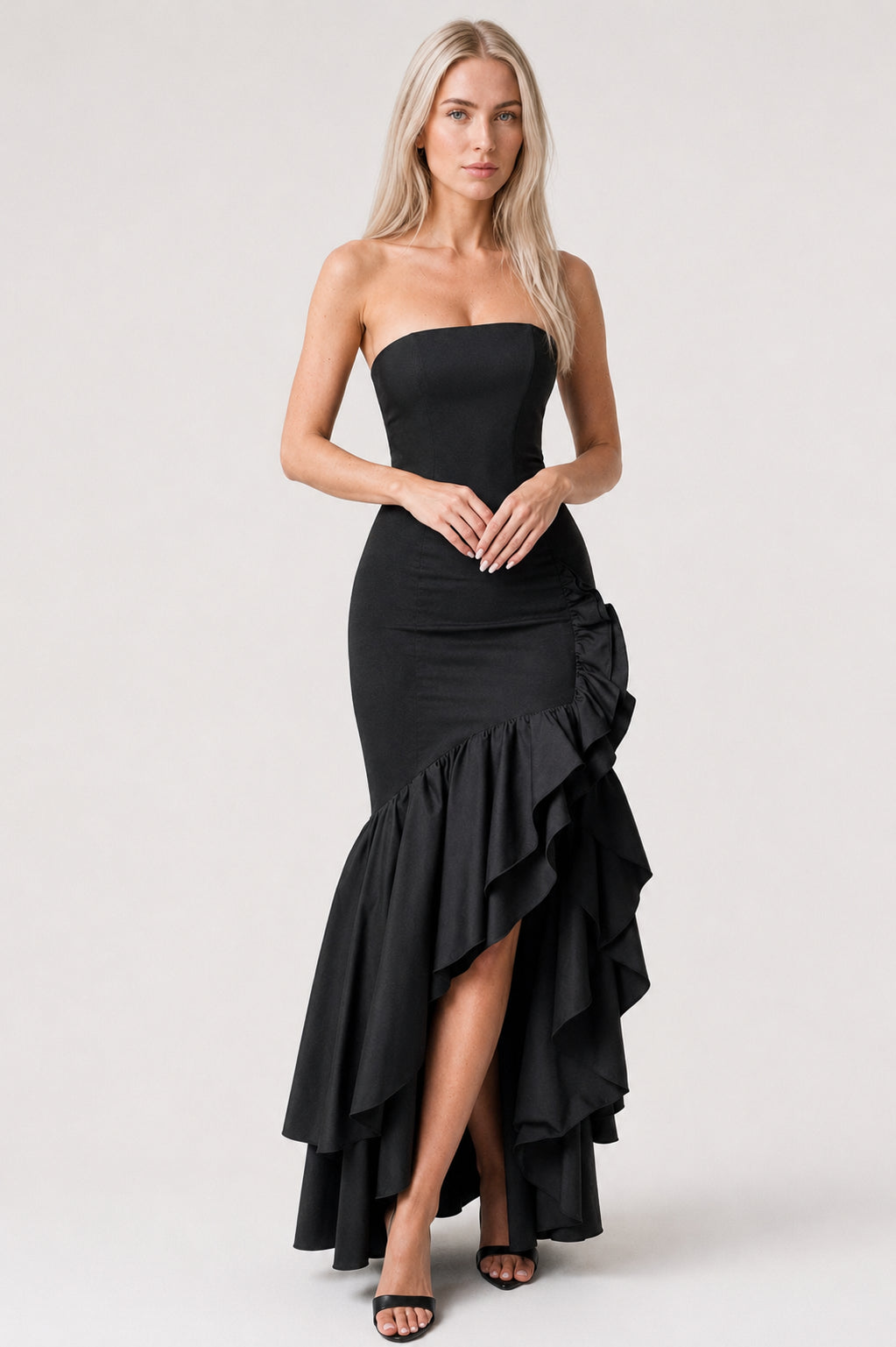 Calla Strapless Cotton Maxi Dress Black