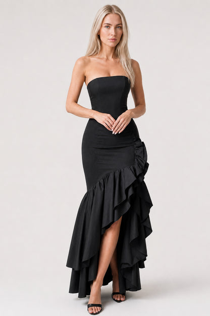 Calla Strapless Cotton Maxi Dress Black