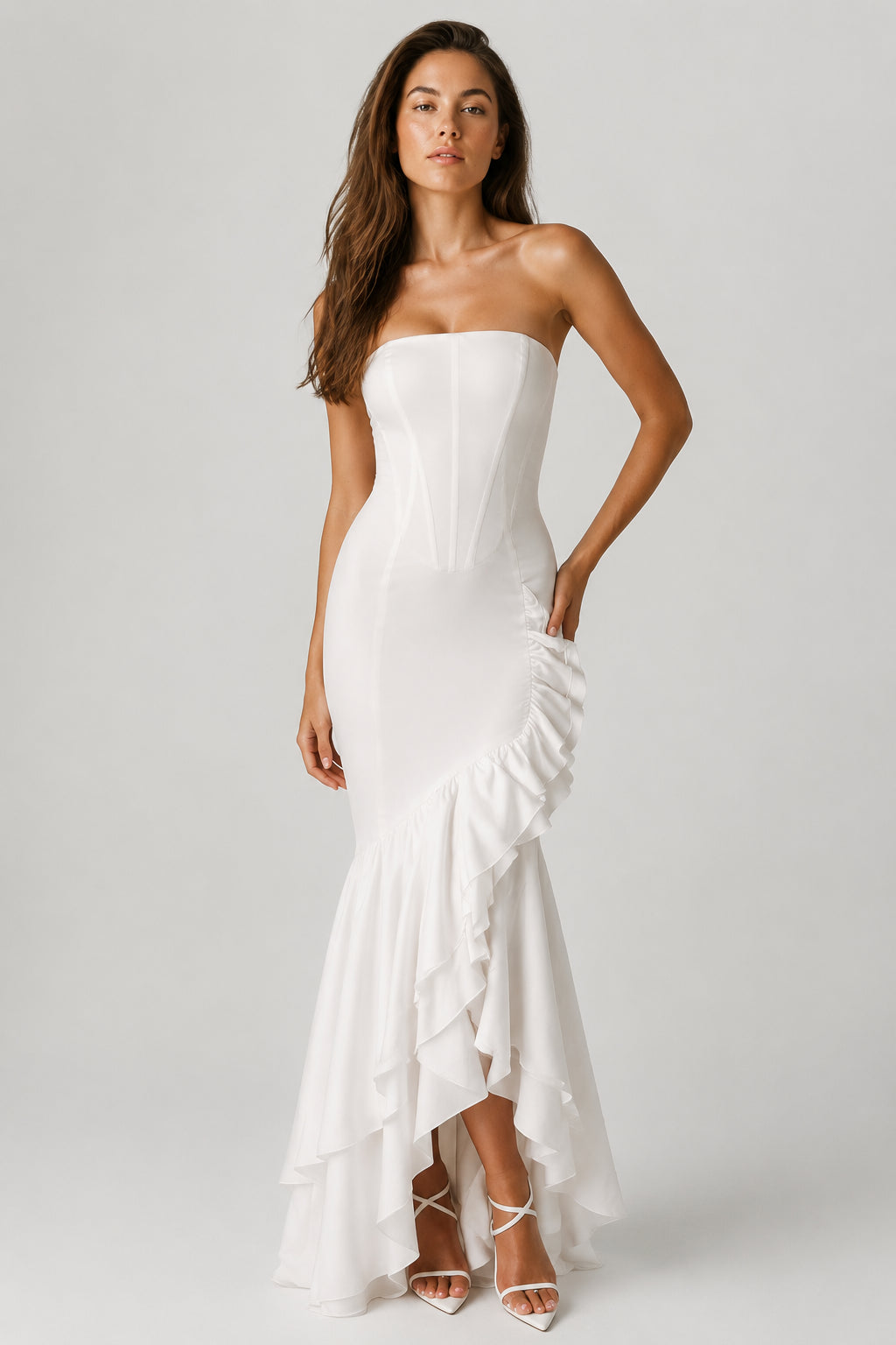 Calla Strapless Corset Maxi Dress Ivory