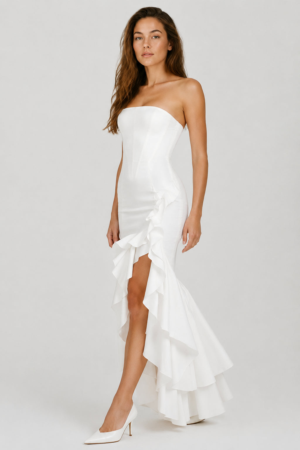 Calla Strapless Corset Maxi Dress Ivory