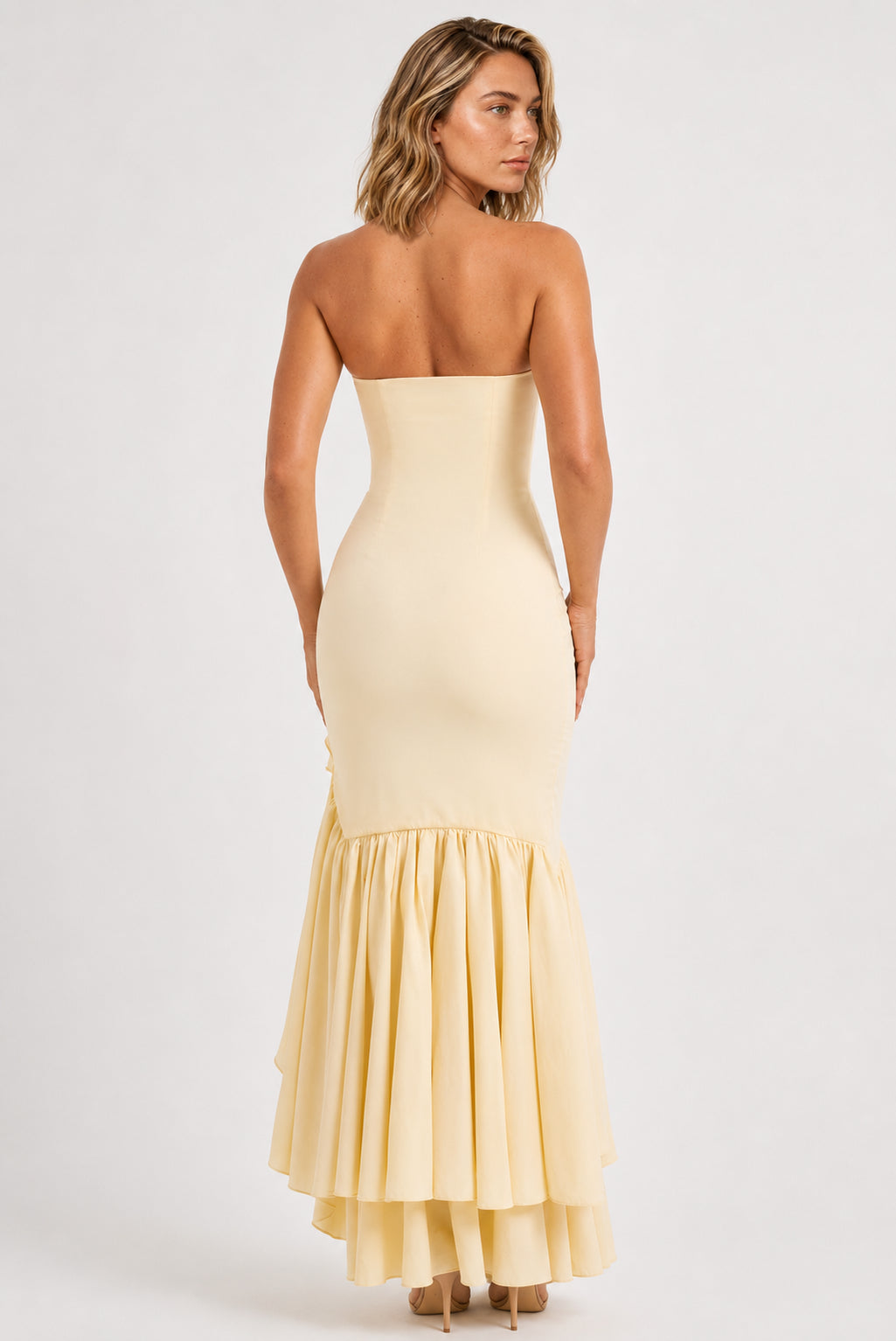 Calla Strapless Cotton Maxi Dress Lemon