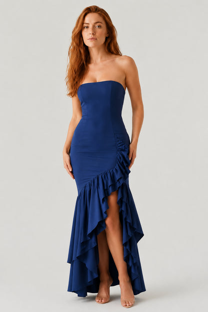 Calla Strapless Cotton Maxi Dress Navy