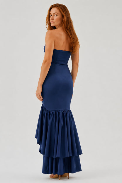 Calla Strapless Cotton Maxi Dress Navy