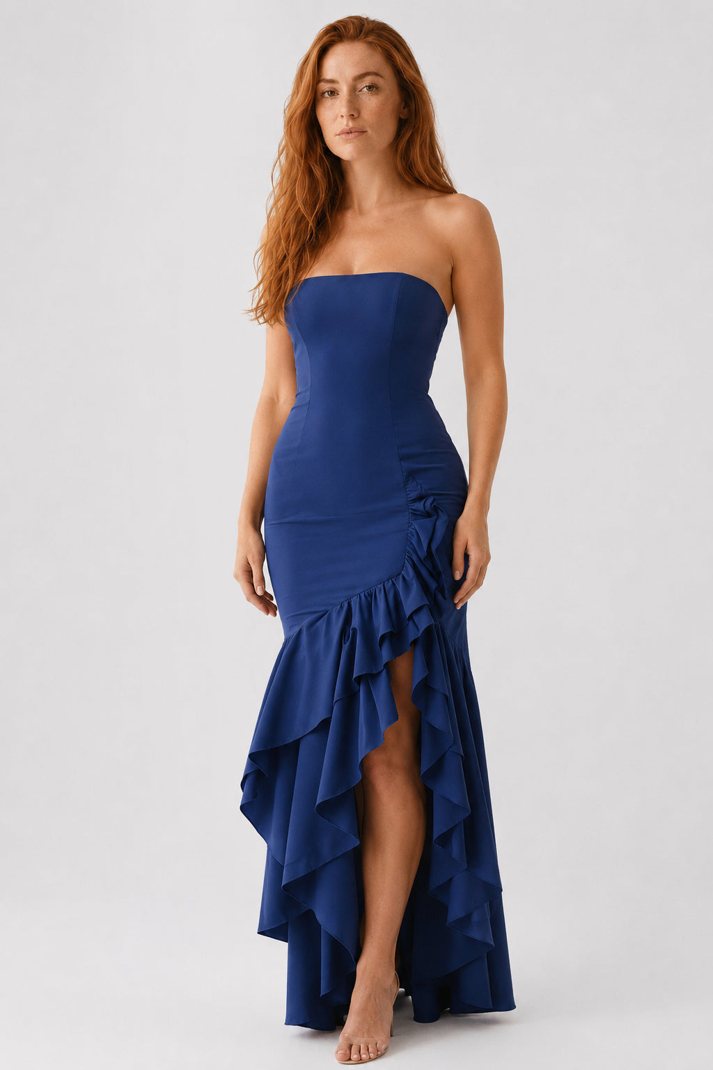 Calla Strapless Cotton Maxi Dress Navy