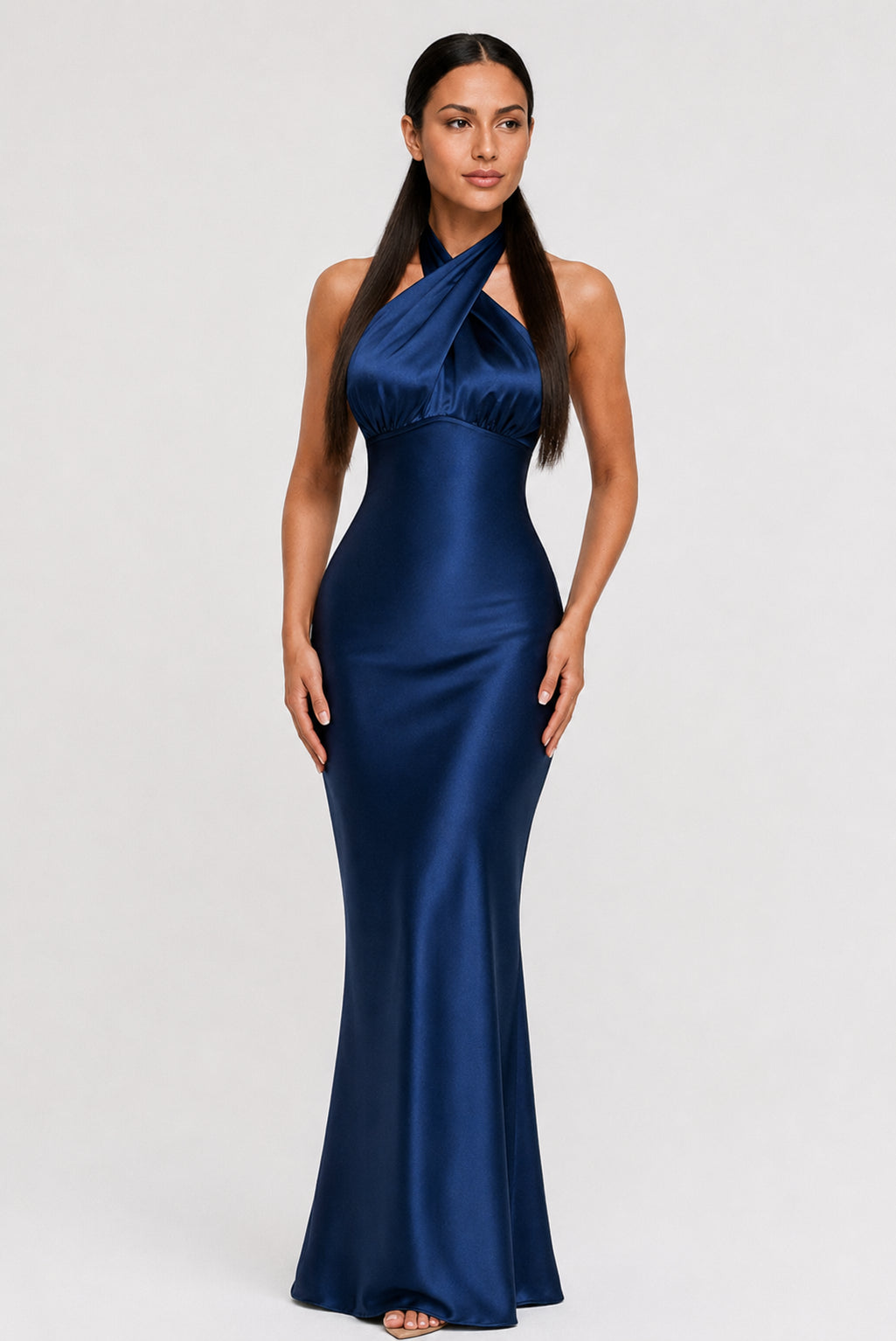 Imogen Satin Backless Maxi Dress Navy