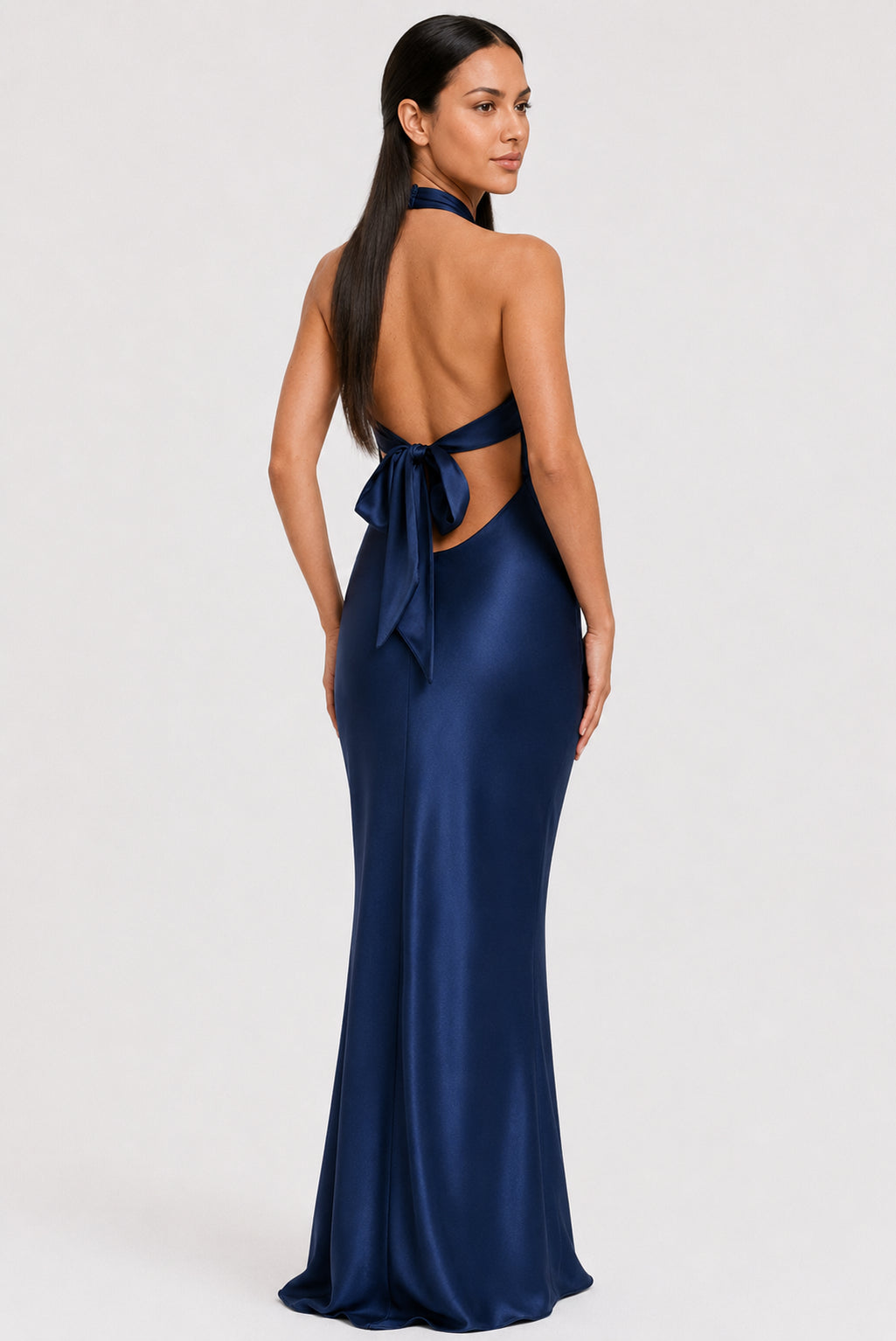 Imogen Satin Backless Maxi Dress Navy