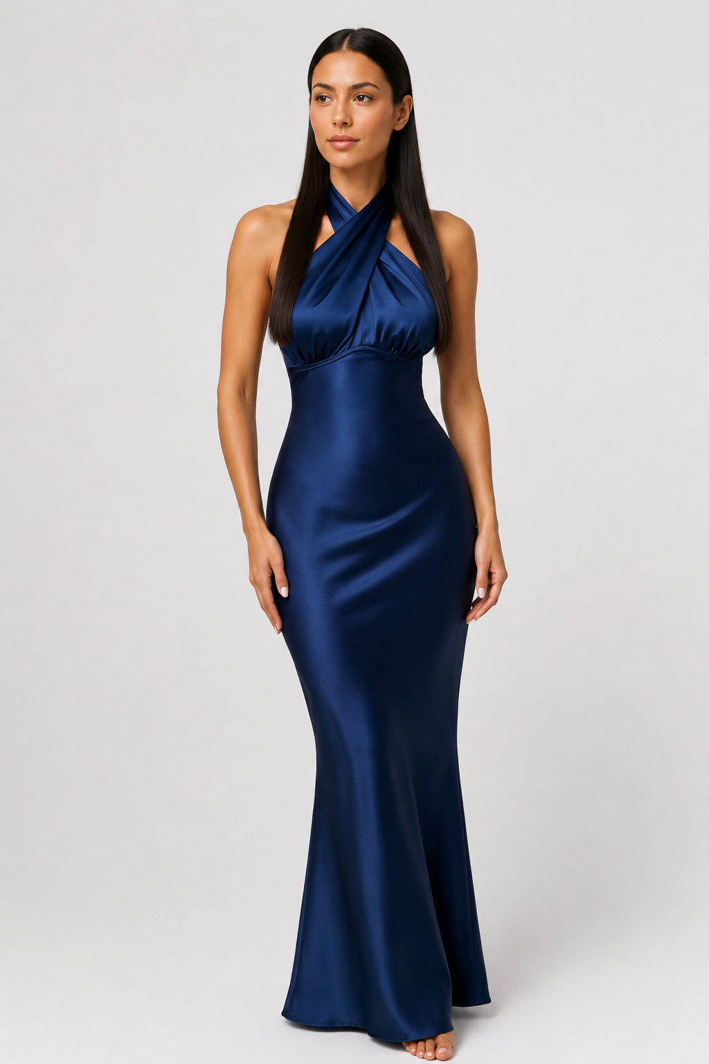 Imogen Satin Backless Maxi Dress Navy